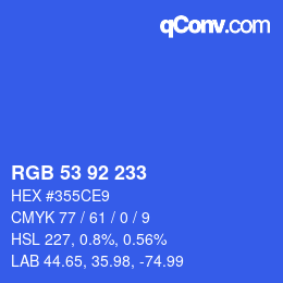 颜色代码: RGB 53 92 233 | qconv.com