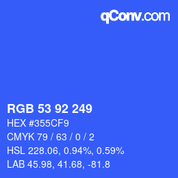 颜色代码: RGB 53 92 249 | qconv.com