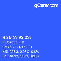 颜色代码: RGB 53 92 253 | qconv.com