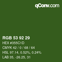 Color code: RGB 53 92 29 | qconv.com