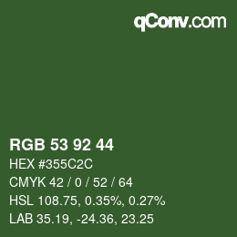 カラーコード: RGB 53 92 44 | qconv.com