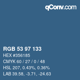 Color code: RGB 53 97 133 | qconv.com