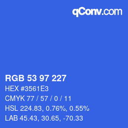 颜色代码: RGB 53 97 227 | qconv.com
