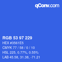 カラーコード: RGB 53 97 229 | qconv.com