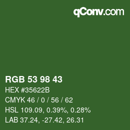 カラーコード: RGB 53 98 43 | qconv.com