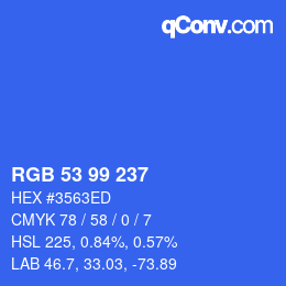 Color code: RGB 53 99 237 | qconv.com