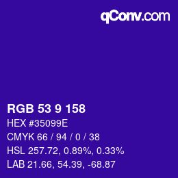 カラーコード: RGB 53 9 158 | qconv.com
