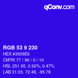 Color code: RGB 53 9 230 | qconv.com
