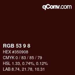 Color code: RGB 53 9 8 | qconv.com