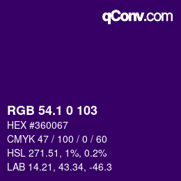 カラーコード: RGB 54.1 0 103 | qconv.com