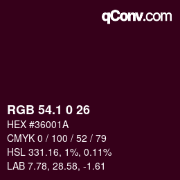 カラーコード: RGB 54.1 0 26 | qconv.com
