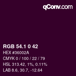 カラーコード: RGB 54.1 0 42 | qconv.com