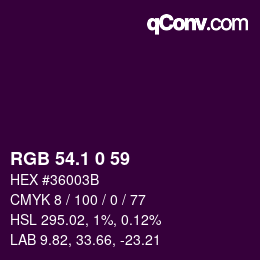 カラーコード: RGB 54.1 0 59 | qconv.com