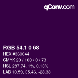 カラーコード: RGB 54.1 0 68 | qconv.com