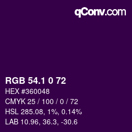 カラーコード: RGB 54.1 0 72 | qconv.com