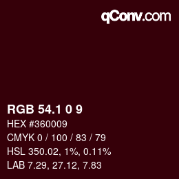 カラーコード: RGB 54.1 0 9 | qconv.com