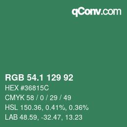 カラーコード: RGB 54.1 129 92 | qconv.com