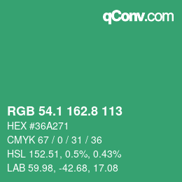 カラーコード: RGB 54.1 162.8 113 | qconv.com