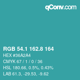 Color code: RGB 54.1 162.8 164 | qconv.com