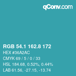 カラーコード: RGB 54.1 162.8 172 | qconv.com