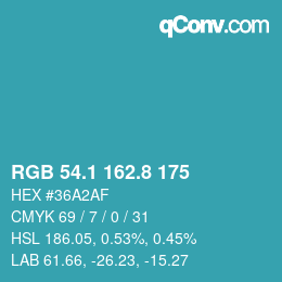 Color code: RGB 54.1 162.8 175 | qconv.com