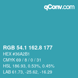 カラーコード: RGB 54.1 162.8 177 | qconv.com