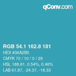 カラーコード: RGB 54.1 162.8 181 | qconv.com