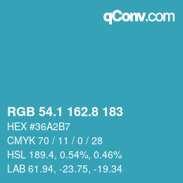 Color code: RGB 54.1 162.8 183 | qconv.com