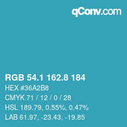 Farbcode: RGB 54.1 162.8 184 | qconv.com