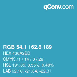 Farbcode: RGB 54.1 162.8 189 | qconv.com