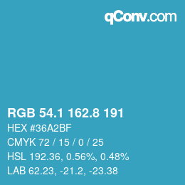 カラーコード: RGB 54.1 162.8 191 | qconv.com