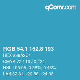 Farbcode: RGB 54.1 162.8 193 | qconv.com