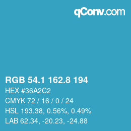 Color code: RGB 54.1 162.8 194 | qconv.com
