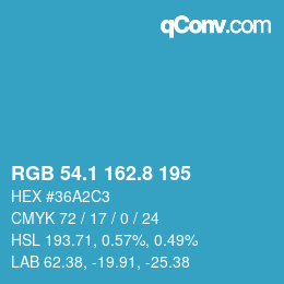 Color code: RGB 54.1 162.8 195 | qconv.com