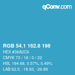 Color code: RGB 54.1 162.8 198 | qconv.com
