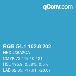 Color code: RGB 54.1 162.8 202 | qconv.com