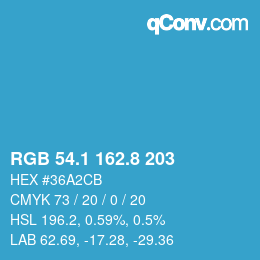 Color code: RGB 54.1 162.8 203 | qconv.com