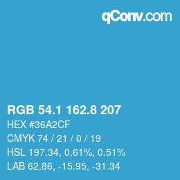 Farbcode: RGB 54.1 162.8 207 | qconv.com
