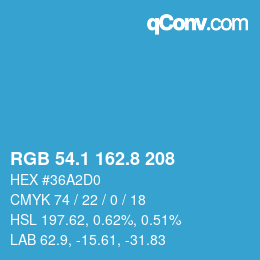 Color code: RGB 54.1 162.8 208 | qconv.com