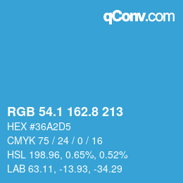 Color code: RGB 54.1 162.8 213 | qconv.com