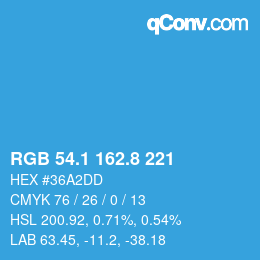 Color code: RGB 54.1 162.8 221 | qconv.com