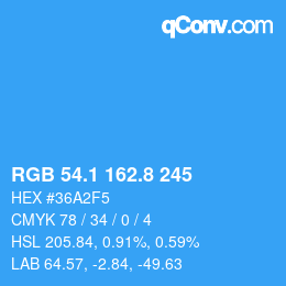 Farbcode: RGB 54.1 162.8 245 | qconv.com