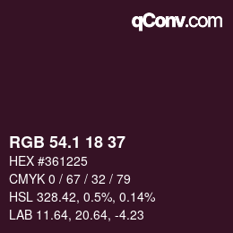 カラーコード: RGB 54.1 18 37 | qconv.com