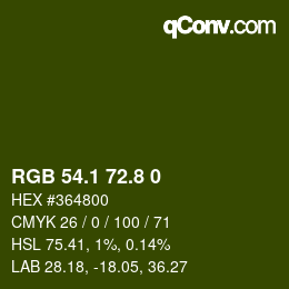 Color code: RGB 54.1 72.8 0 | qconv.com