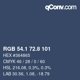 Color code: RGB 54.1 72.8 101 | qconv.com