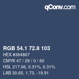 Código de color: RGB 54.1 72.8 103 | qconv.com
