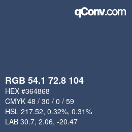 カラーコード: RGB 54.1 72.8 104 | qconv.com