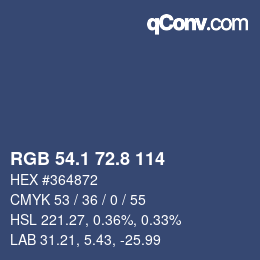 Farbcode: RGB 54.1 72.8 114 | qconv.com