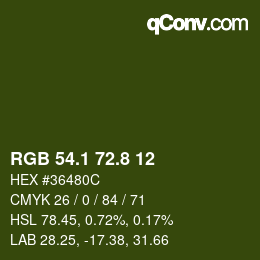 カラーコード: RGB 54.1 72.8 12 | qconv.com