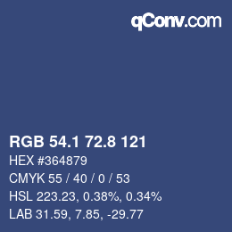 Color code: RGB 54.1 72.8 121 | qconv.com